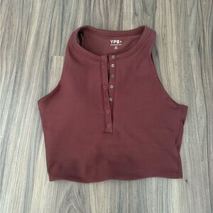 YPB high neck button crop top